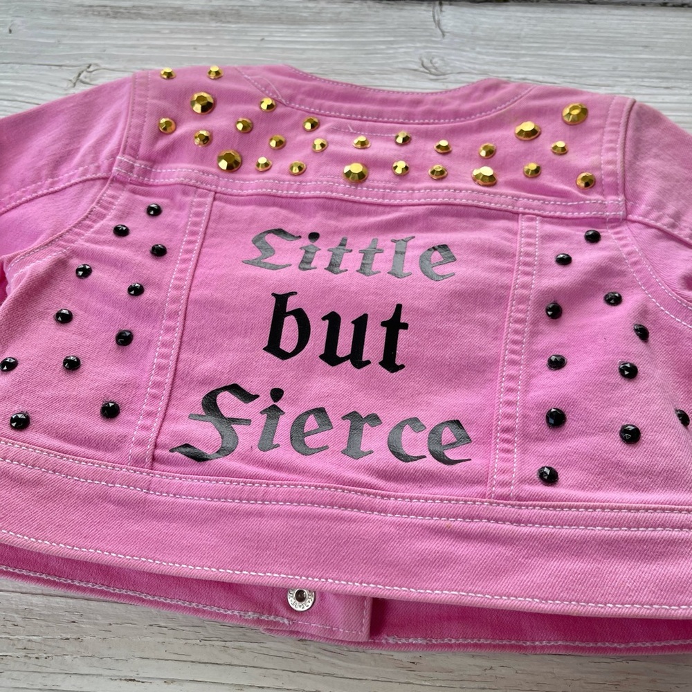 Kids jean jacket pink custom